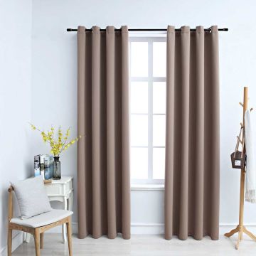 vidaXL Naktinės užuolaidos su žiedais, 2vnt., taupe spalvos, 140x175cm
