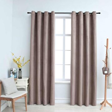 vidaXL Naktinės užuolaidos su žiedais, 2vnt., taupe spalvos, 140x225cm