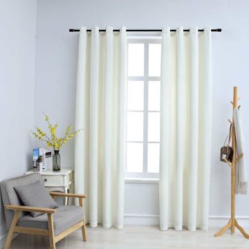 vidaXL Naktinės užuolaidos, 2vnt., kreminės, 140x225cm, aksomas