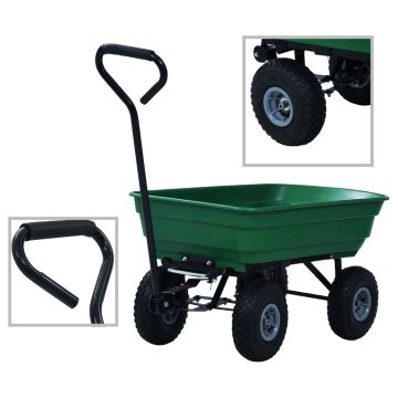 vidaXL Paverčiamas rankinis sodo vežimėlis, žalios spalvos, 300kg, 75l
