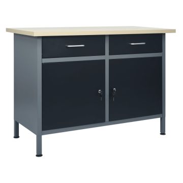 vidaXL Darbastalis, juodos spalvos, 120x60x85cm, plienas