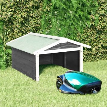 vidaXL Roboto vejapjovės garažas, pilkas ir baltas, 72x87x50cm, eglė