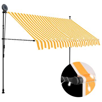 vidaXL Rankinė ištraukiama markizė su LED, balta ir oranžinė, 250cm