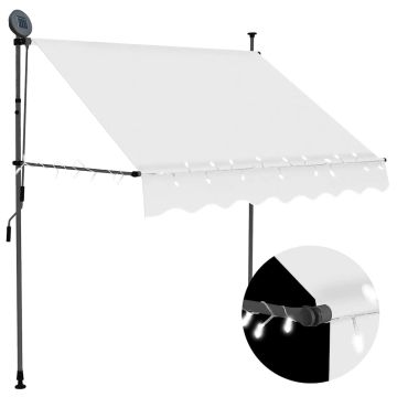 vidaXL Rankiniu būdu ištraukiama markizė su LED, kreminė, 100cm