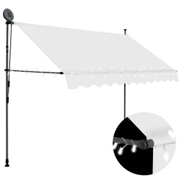 vidaXL Rankiniu būdu ištraukiama markizė su LED, kreminė, 250cm