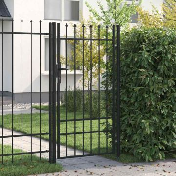 vidaXL Tvoros vartai Boxtel, vienvėrės durys su smaigaliais, plienas, 1x1,75 m, juodi