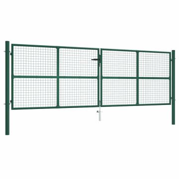 vidaXL Tinkliniai sodo vartai, plienas, 400x125 cm, žali