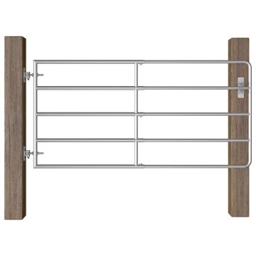 vidaXL Lauko vartai, 5 skersiniai, sidabrinės spalvos, (95-170)x90cm