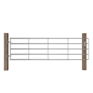 vidaXL Lauko vartai, 5 skersiniai, sidabrinės spalvos, (115-300)x90cm