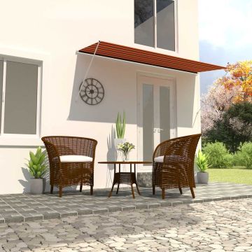 vidaXL Ištraukiama markizė, oranžinės ir rudos spalvos, 350x150cm