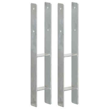 vidaXL Tvoros stulpai, 2vnt., sidabrinės spalvos, 9x6x60cm, plienas