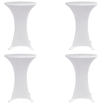 vidaXL Staltiesės baro stal., 4vnt., baltos sp., 70cm skersm., įtemp.