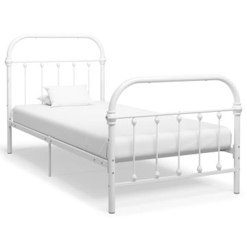 vidaXL Lovos rėmas, baltos spalvos, 90x200cm, metalas