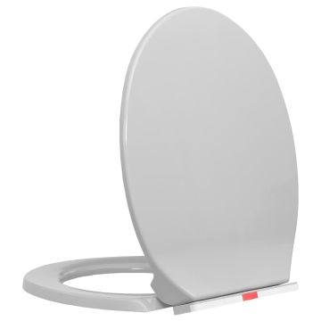 vidaXL Klozeto sėdynė su soft-close mechanizmu, šviesiai pilka, ovali