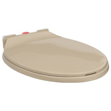 vidaXL Klozeto sėdynė su soft-close mechanizmu, smėlio spalvos, ovali