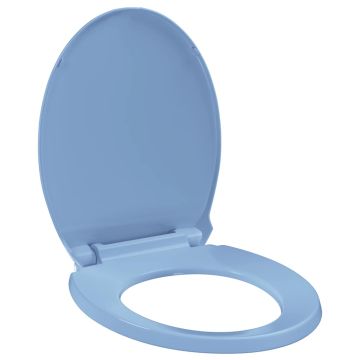 vidaXL Klozeto sėdynė su soft-close mechanizmu, mėlyna, ovali