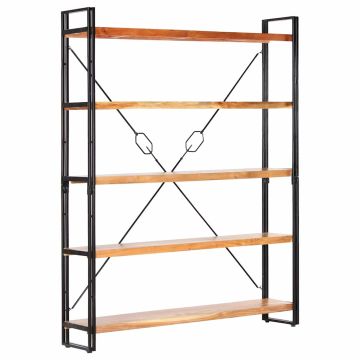 vidaXL Knygų lentyna, 5 aukštų, 140x30x180cm, akacijos masyvas