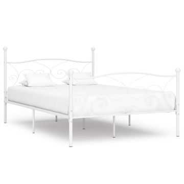 vidaXL Lovos rėmas su grotelių pagrindu, baltas, 120x200cm, metalas