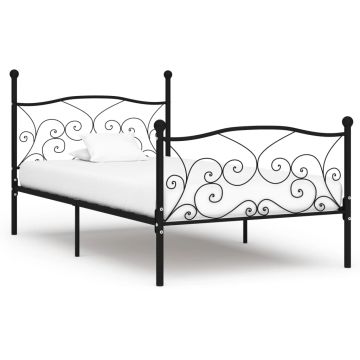 vidaXL Lovos rėmas su grotelių pagrindu, juodas, 90x200cm, metalas