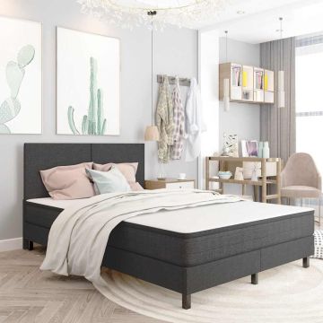 vidaXL Lovos rėmas su spyruoklėmis, pilkos, 160x200cm, audinys
