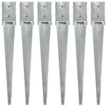 vidaXL Smeigiami kuoliukai, 6vnt., sidabriniai, 10x10x76cm, plienas