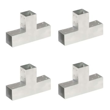 vidaXL Stulpų sujungimai, 4vnt., 71x71mm, metalas, T formos