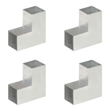 vidaXL Stulpų sujungimai, 4vnt., 91x91mm, metalas, L formos