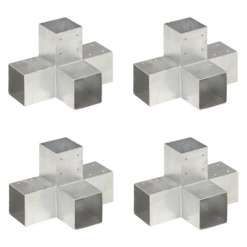 vidaXL Stulpų sujungimai, 4vnt., 91x91mm, metalas, X formos