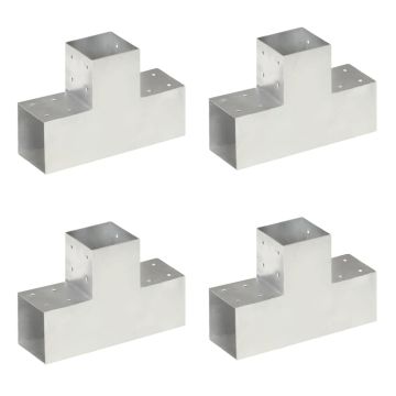 vidaXL Stulpų sujungimai, 4vnt., 101x101mm, metalas, T formos