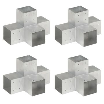 vidaXL Stulpų sujungimai, 4vnt., 101x101mm, metalas, X formos