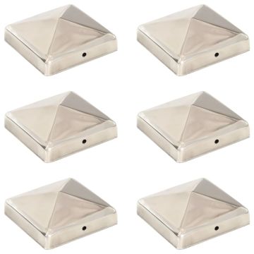 vidaXL Tvoros stulpų dangteliai, 6vnt., 91x91mm, nerūdijantis plienas