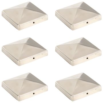 vidaXL Tvoros stulpų dangteliai, 6vnt., 101x101mm, nerūdijantis plienas