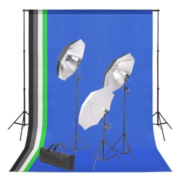 vidaXL Fotostudijos rinkinys su fonų ir apšvietimo rinkiniu