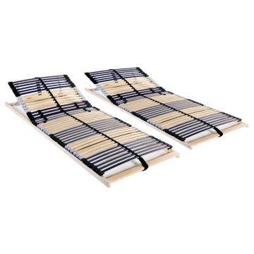 vidaXL Grotelės lovoms su 42 lentjuostėmis, 2vnt., 80x200cm, 7 zonos