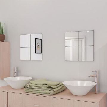 vidaXL Berėmės veidrodinės plytelės, 16vnt., stiklas, 20,5cm