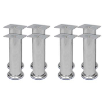 vidaXL Sofos kojelės, 8vnt., chromas, 180mm, apvalios (242159x2)