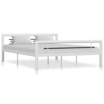 vidaXL Lovos rėmas, baltos ir juodos spalvos, 160x200cm, metalas