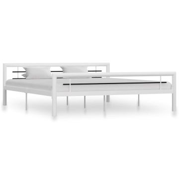 vidaXL Lovos rėmas, baltos ir juodos spalvos, 180x200cm, metalas