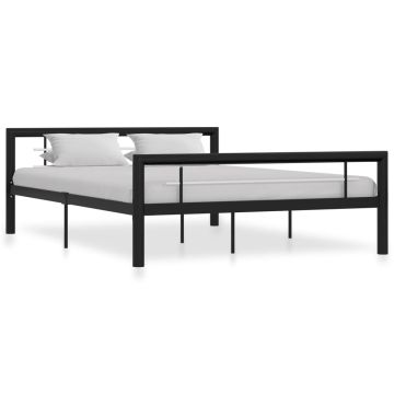 vidaXL Lovos rėmas, juodos ir baltos spalvos, 160x200cm, metalas