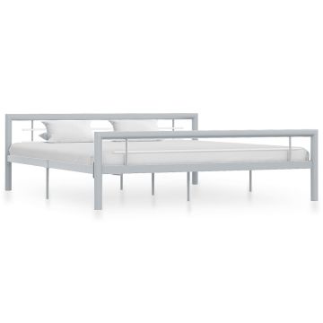 vidaXL Lovos rėmas, pilkos ir baltos spalvos, 180x200cm, metalas