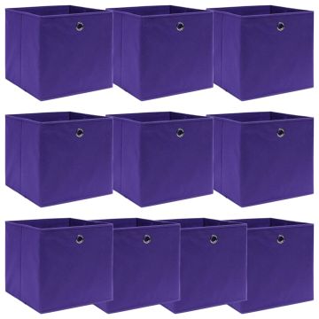 vidaXL Daiktadėžės, 10vnt., violetinės spalvos, 32x32x32cm, audinys