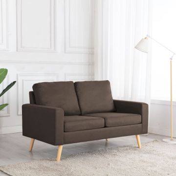vidaXL Dvivietė sofa, rudos spalvos, audinys