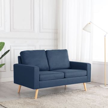 vidaXL Dvivietė sofa, mėlynos spalvos, audinys