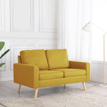 vidaXL Dvivietė sofa, geltonos spalvos, audinys