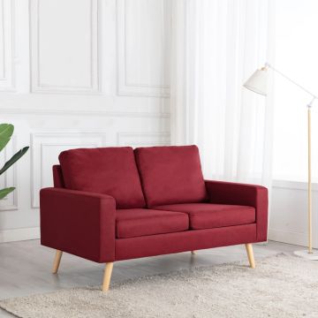 vidaXL Dvivietė sofa, raudonojo vyno spalvos, audinys