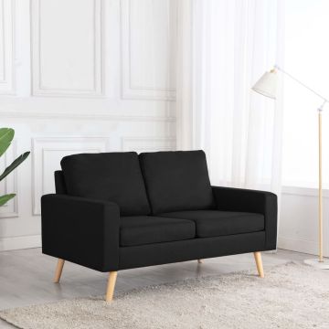 vidaXL Dvivietė sofa, juodos spalvos, audinys