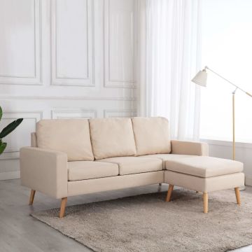 vidaXL Trivietė sofa su pakoja, kreminės spalvos, audinys
