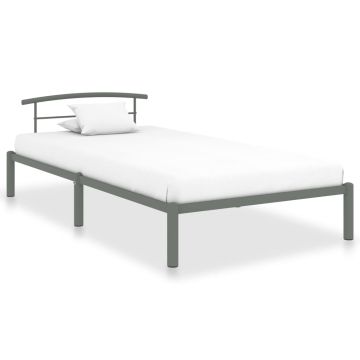 vidaXL Lovos rėmas, pilkos spalvos, 90x200cm, metalas
