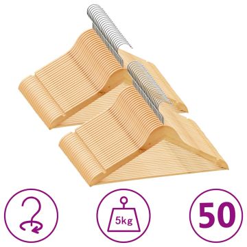vidaXL Pakabų rinkinys, 50vnt., kietmedis, neslystančios