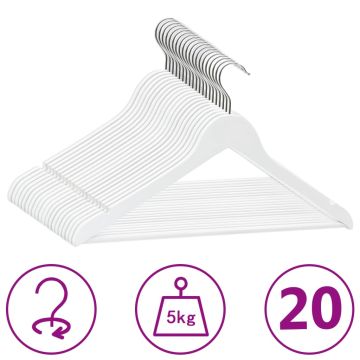vidaXL Pakabų rinkinys, 20vnt., baltas, kietmedis, neslystančios